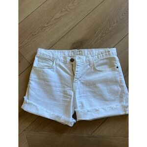 CURRENT/ELLIOTT The Boyfriend Rolled Short Sugar White Denim Distressed Size 26‎